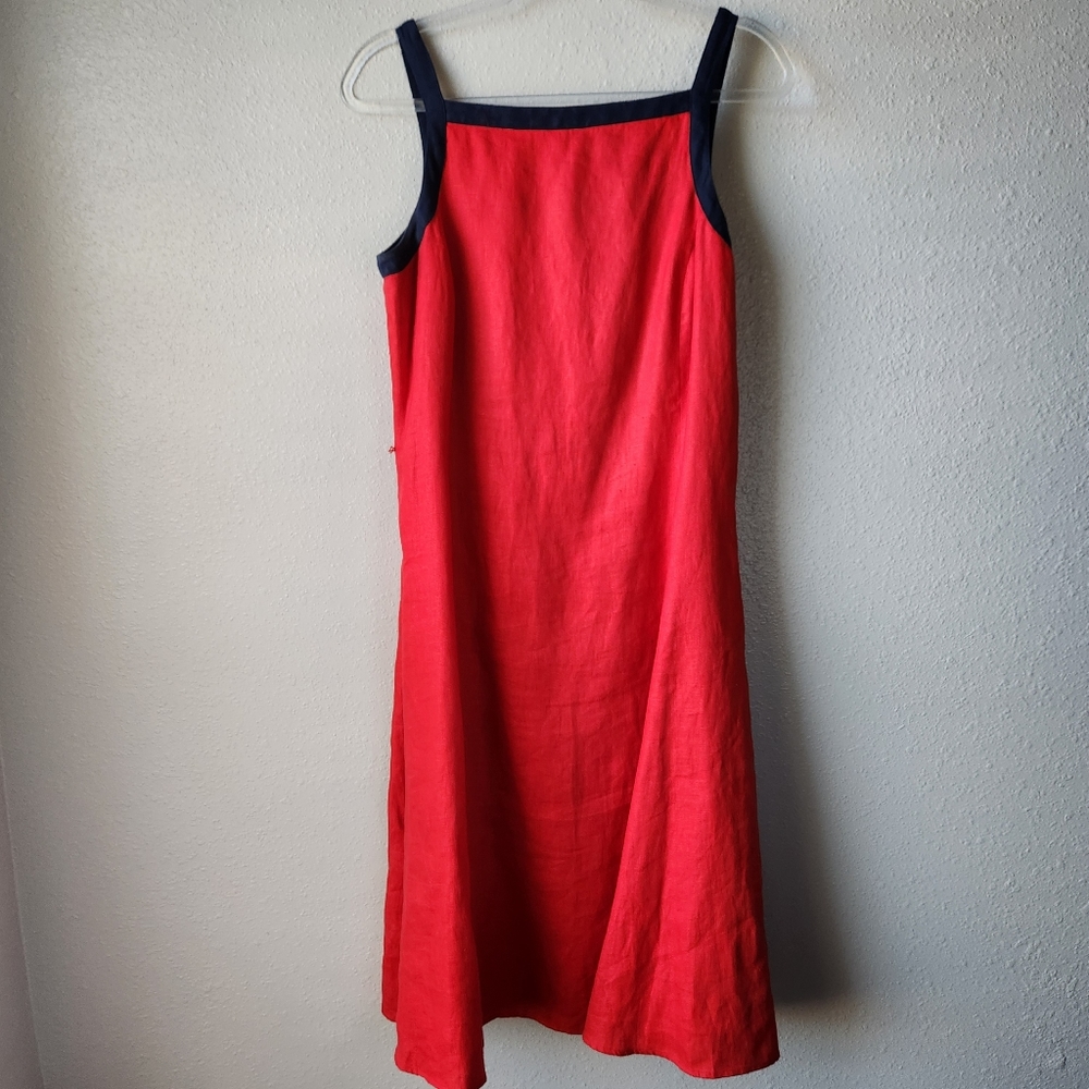 LAUREN RALPH LAUREN  Vintage 100% Linen A-Line Midi Dress